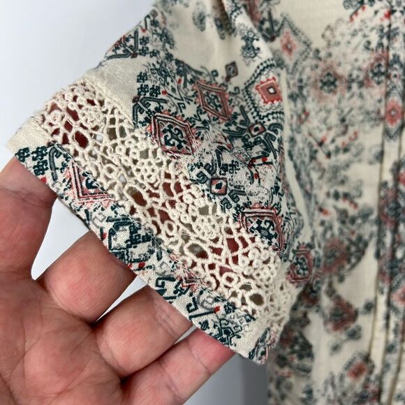 Lucky Brand Ivory Mini Dress W/ Blue & Red Pattern - Picture 4 of 8